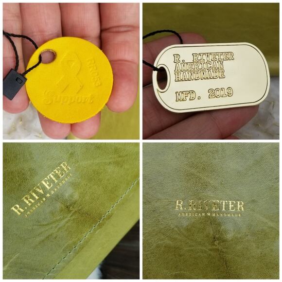 Green Leather Envelope Clutch Handmade R. RIVETER Travel Document Folio USA VGUC - Picture 1 of 11